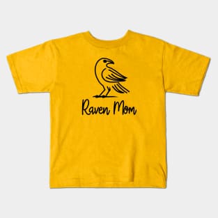 Raven Mom Line Art Kids T-Shirt